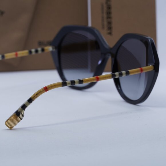 Burberry BE4375 38538G Square Sunglasses - Black/Check Brown/Grey
